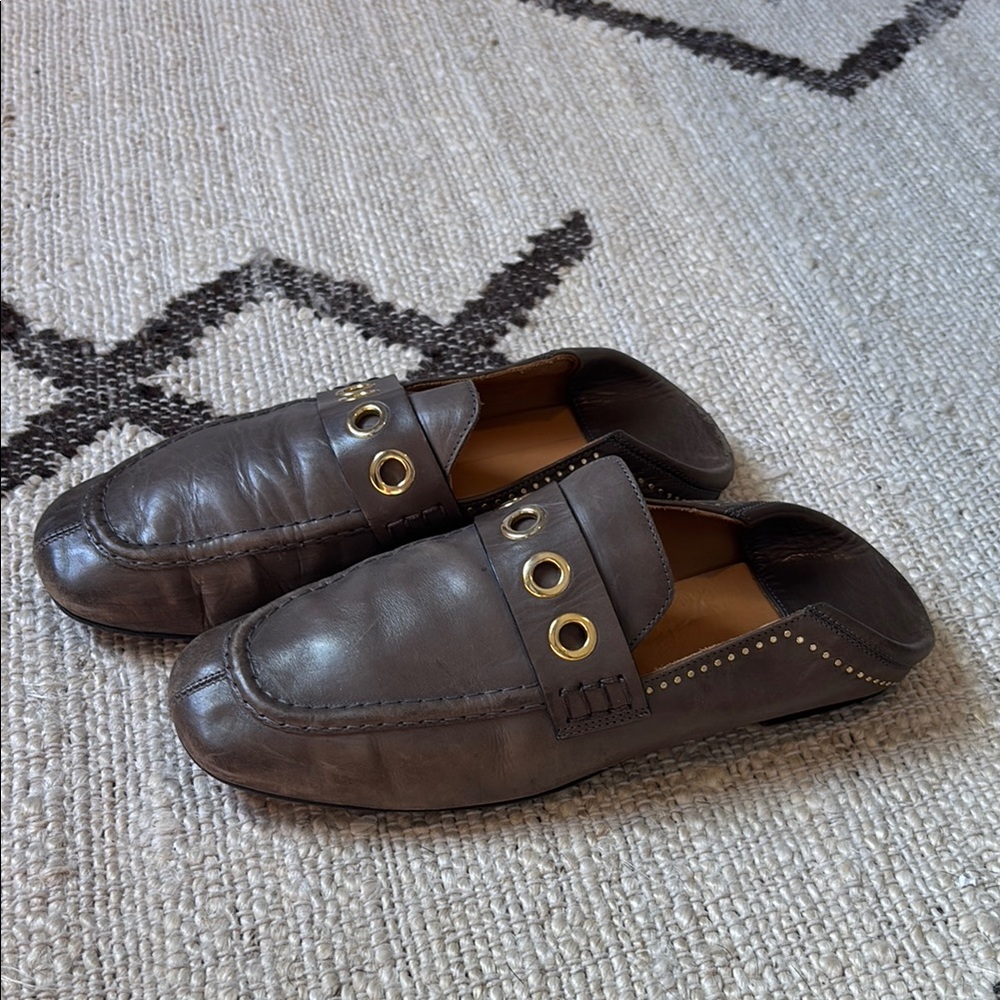 Isabel Marant Brown Flats with Distressed Leather and Eyelet Details - Picture 3 of 9